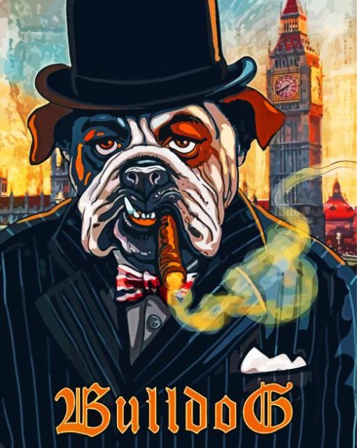 Animal Dog With Cigar Art paint by number