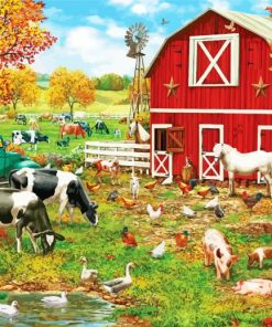 Autumn Farm With Animals paint by number
