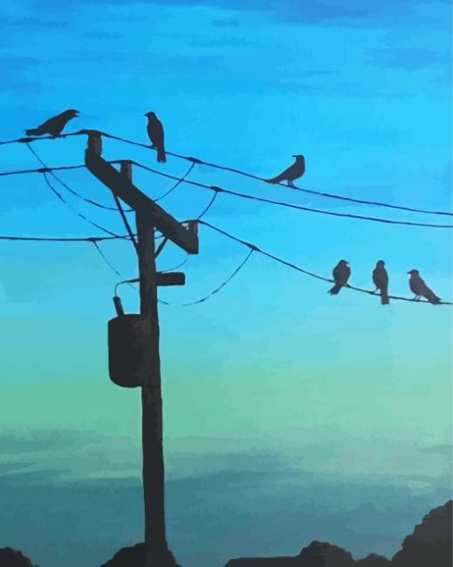 Birds On A Line Art paint by number