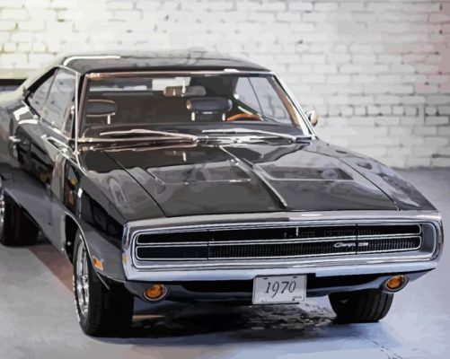 Black 1970 Dodge Charger Car paint by number