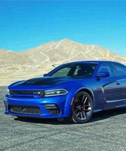 Blue Dodge Charger paint by number