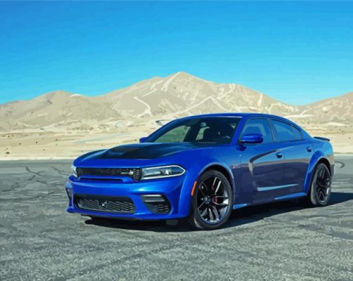 Blue Dodge Charger paint by number