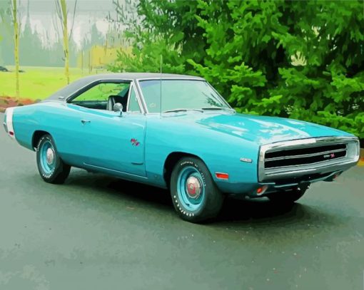 Blue Dodge Charger 1970 paint by number