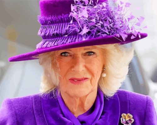 Camilla Parker Bowles In Purple paint by number