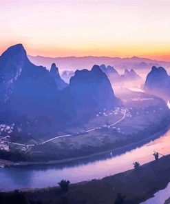 China Karst Mountains Nature Landscape paint by number
