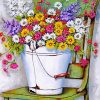 Colorful Flowers On Vintage Chair paint by number