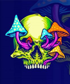 Colorful Mushroom Skull paint by number