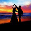 Couple Dancing On The Beach Silhouette Art paint by number