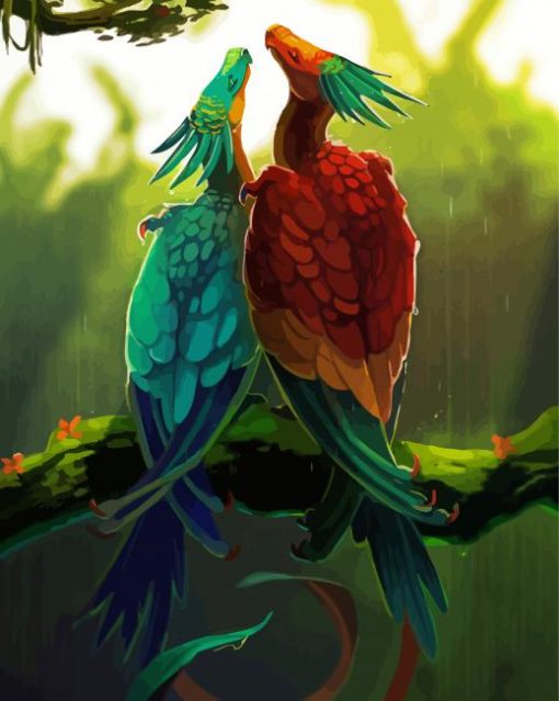 Fantasy Birds In Rain paint by number