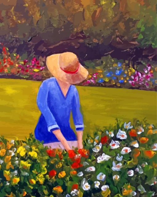 Gardener Woman In Hat paint by number