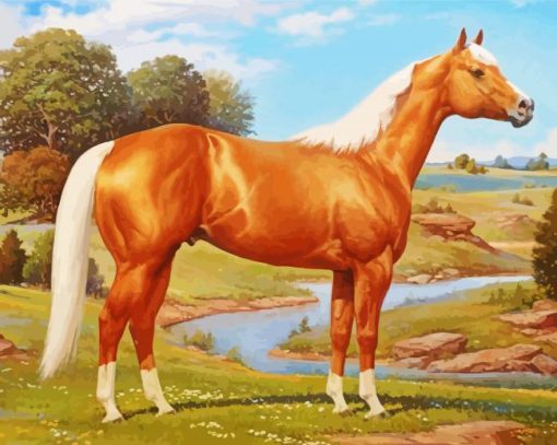 Golden American Quarter Horse paint by number