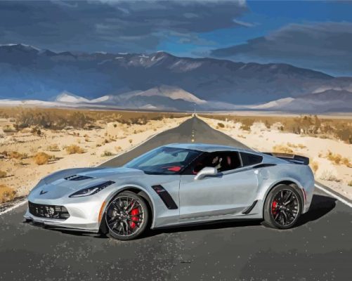 Grey Corvette Z06 paint by number