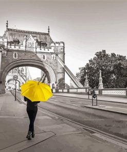 Lady With Yellow Umbrella paint by number