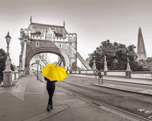 Lady With Yellow Umbrella paint by number