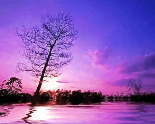 Lake Purple Night paint by number