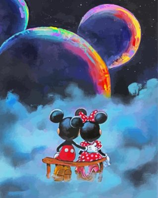 Mickey And Minnie Watching Moon Paint by number