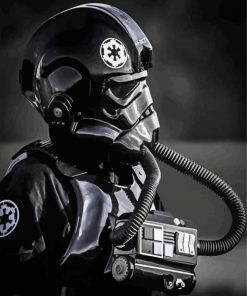 Monochrome Tie Fighter Pilot paint by number