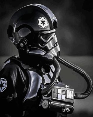 Monochrome Tie Fighter Pilot paint by number