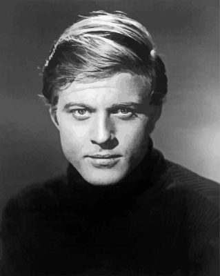 Monochrome Young Robert Redford Paint by number