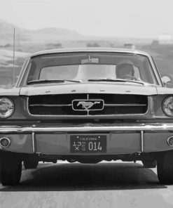 Old Black And White Ford Mustang paint by number