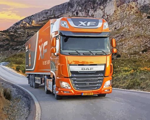 Orange Trucks Daf paint by number