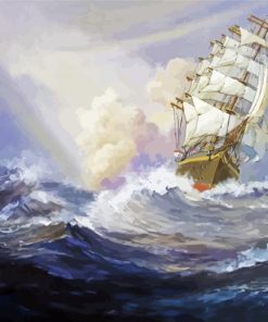 Painting Of Ships At Sea paint by number
