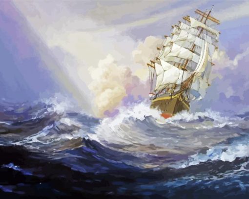 Painting Of Ships At Sea paint by number