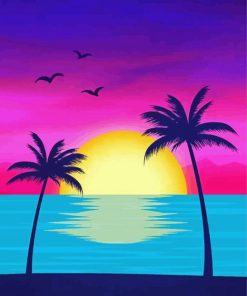 Palm Beach Tree Illustration paint by number