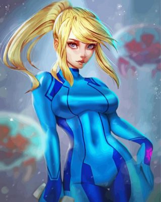 Pretty Samus Aran paint by number