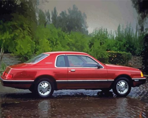 Red 1986 Ford Tbird paint by number