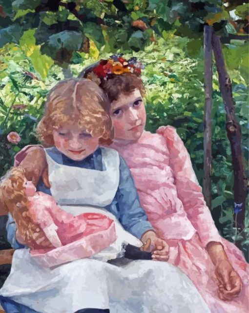 Sisters By Ivana Kobilca paint by number