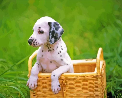 Sitting Dog In Basket paint by number