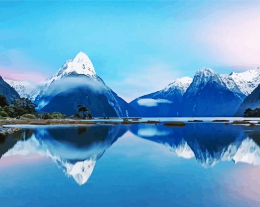 Snowy Mountains Fiordland paint by number