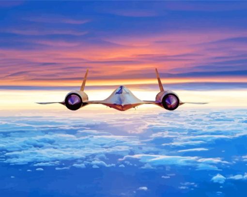 Sr 71 Blackbird At Sunset paint by number