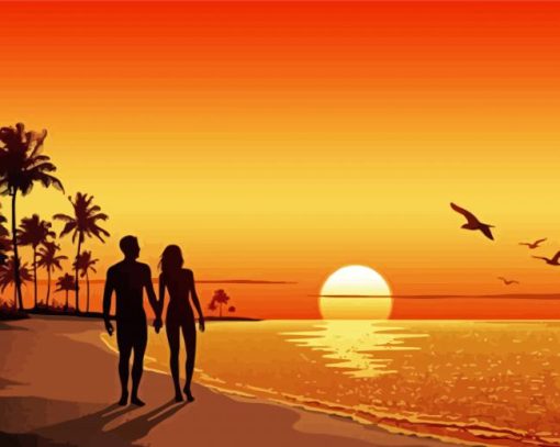 Sunset Couple paint by number