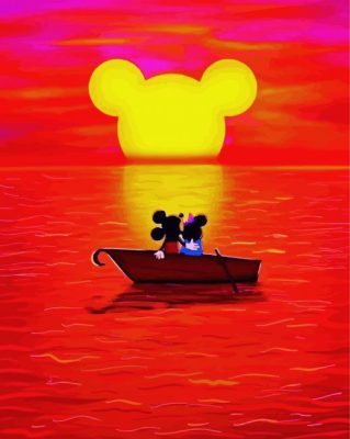 Sunset Mickey And Minnie paint by number