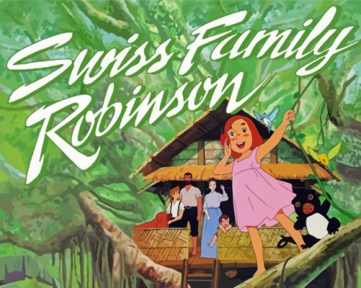 Swiss Family Robinson Cartoon Poster paint by number