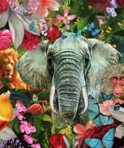 Tropical Elephant Art paint by number