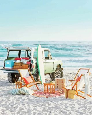 Truck On The Beach paint by number