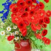 Vase With Cornflowers And Poppies paint by number