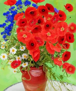 Vase With Cornflowers And Poppies paint by number