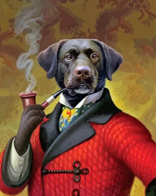 Vintage Dog With Cigar paint by number