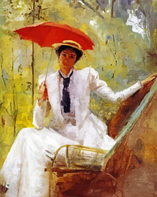 Vintage Lady With Parasol paint by number