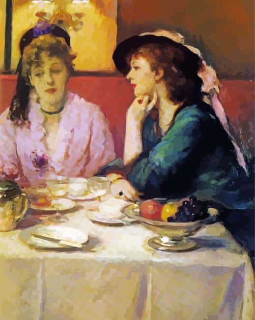 Vintage Women At Lunch paint by number