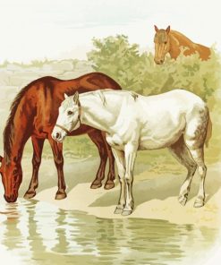 Vintage Horses paint by number