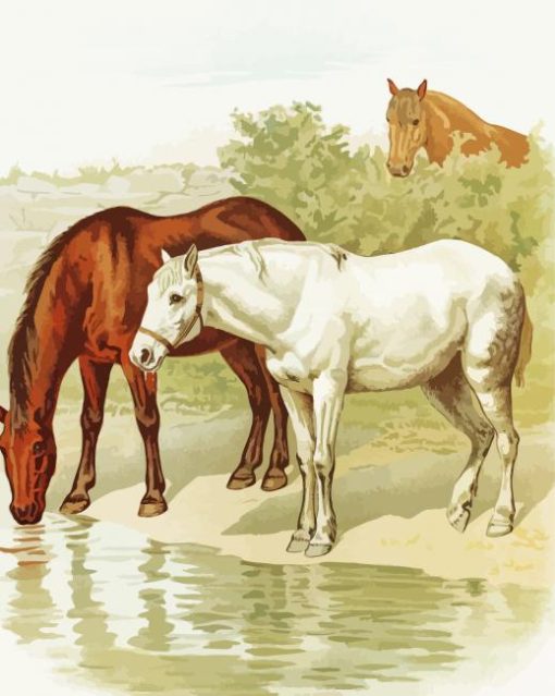 Vintage Horses paint by number