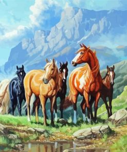 Wild Horses In The Wild Art paint by number