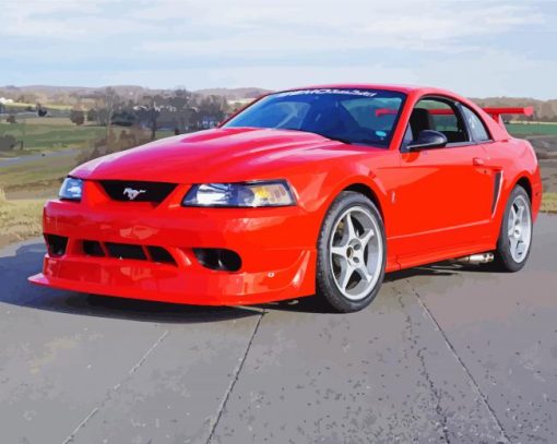 2000 Red Mustang Car paint by number