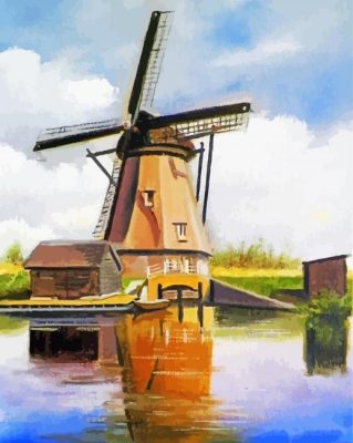 Abstract Windmill Reflection paint by number