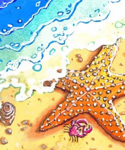 Aesthetic Starfish On Beach paint by number